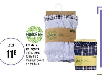 Géant Casino Sincère lot de 2 caleçons offre