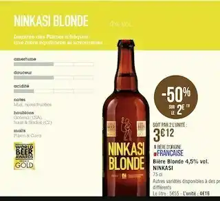 Ninkasi bière blonde 4,5% vol.