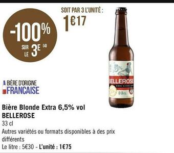 Géant Casino Bellerose bière blonde extra 6,5% vol offre