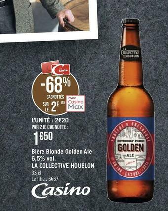 Géant Casino La collective houblon bière blonde golden ale 6,5% vol. offre