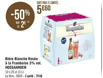 Géant Casino Hoegaarden bière blanche rosée à la framboise 3% vol. offre
