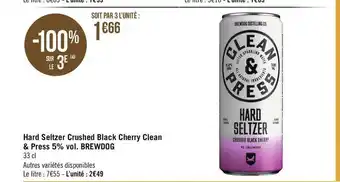 Brewdog hard seltzer crushed black cherry clean & press 5% vol.