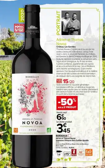 Carrefour Market Bordeaux Aix Adrien Et Thomas Novoa Vignerons éthiques Sans Sulfites Ajoutés offre