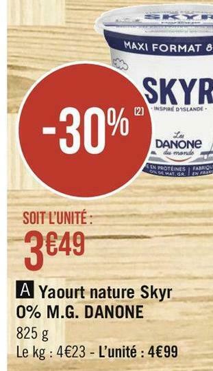 Danone yaourt nature skyr 0% m.g.
