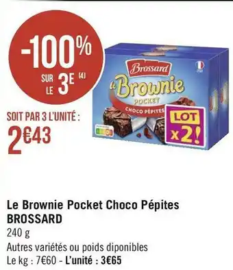 Brossard le brownie pocket choco pépites