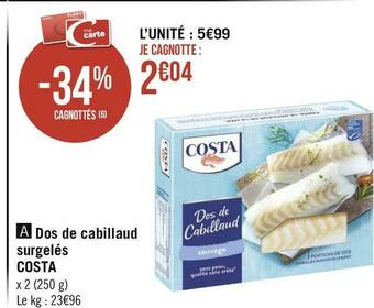Costa dos de cabillaud surgelés