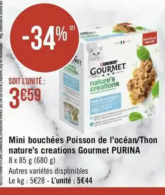 Géant Casino Purina mini bouchées poisson de l’océan/thon nature’s creations gourmet offre
