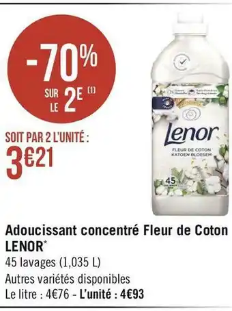 Géant Casino Lenor adoucissant concentré fleur de coton* offre