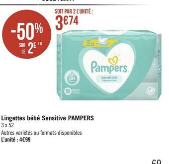 Géant Casino Pampers lingettes bébé sensitive offre