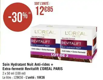 Géant Casino L’oreal paris soin hydratant nuit anti-rides + extra-fermeté revitalift offre
