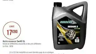 Géant Casino Huile essence 5w40 5l offre