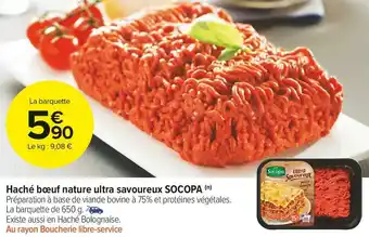 Carrefour Market Socopa haché bœuf nature ultra savoureux offre