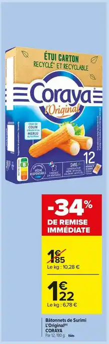 Carrefour Market Coraya bâtonnets de surimi l’original offre