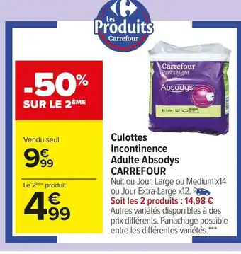 Carrefour Market Carrefour culottes incontinence adulte absodys offre
