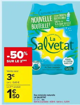 Carrefour Market La salvetat eau minérale naturelle offre
