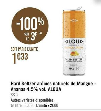 Alqua hard seltzer arômes naturels de mangue - ananas 4,5% vol.