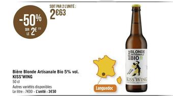 Géant Casino Kiss’wing bière blonde artisanale bio 5% vol. offre