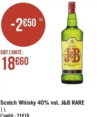J&b rare scotch whisky 40% vol.