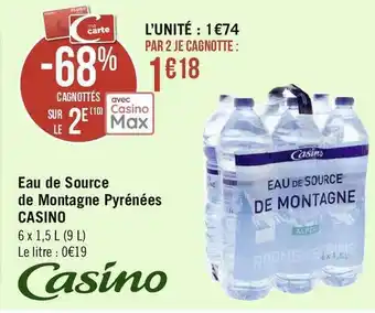 Casino eau de source de montagne pyrénées