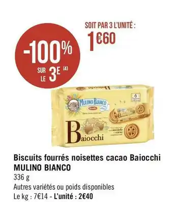 Mulino bianco biscuits fourrés noisettes cacao baiocchi