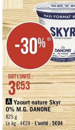 Danone yaourt nature skyr 0% m.g.