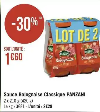 Géant Casino Panzani sauce bolognaise classique offre