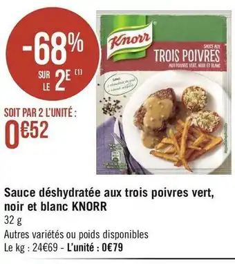 Géant Casino Knorr sauce déshydratée aux trois poivres vert, noir et blanc offre
