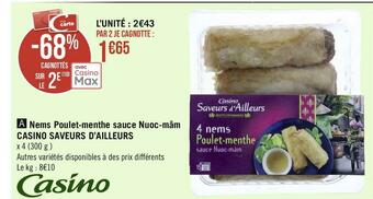 Géant Casino Casino saveurs d’ailleurs nems poulet-menthe sauce nuoc-mâm offre