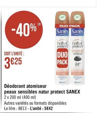 Géant Casino Sanex déodorant atomiseur peaux sensibles natur protect offre