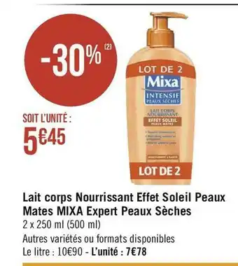Géant Casino Mixa lait corps nourrissant effet soleil peaux mates expert peaux sèches offre