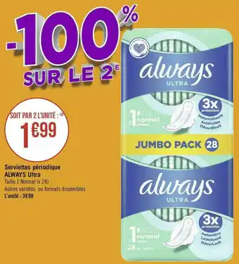 Always serviettes périodique ultra