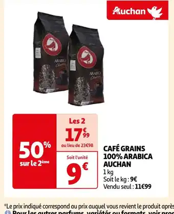 Auchan Supermarché AUCHAN CAFÉ GRAINS 100% ARABICA offre