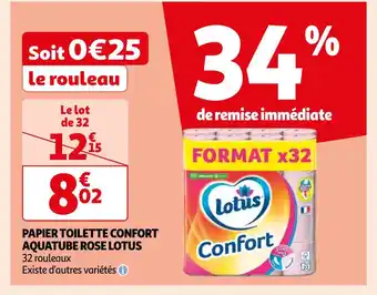 Auchan Supermarché LOTUS PAPIER TOILETTE CONFORT AQUATUBE ROSE offre