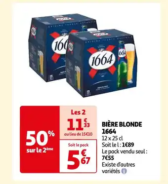 Auchan Supermarché 1664 BIÈRE BLONDE offre