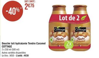 Géant Casino Cottage douche lait hydratante tendre caramel offre