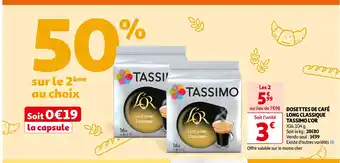 Auchan Supermarché L'OR DOSETTES DE CAFÉ LONG CLASSIQUE TASSIMO offre