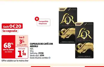 Auchan Supermarché L'OR CAPSULES DE CAFÉ ABSOLU offre