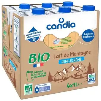 Auchan Lait Bio Demi-Écrémé Candia offre