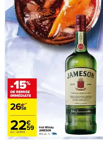 Carrefour Irish Whisky JAMESON 40% vol., 1 L. offre