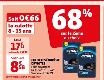 Auchan Supermarché DRYNITES CULOTTES ÉNURÉSIE offre