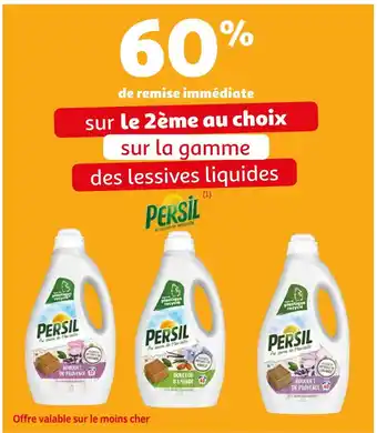 Auchan Supermarché PERSIL 60% de remise immédiate sur le 2ème au choix sur la gamme des lessives liquides PERSIL(1) offre