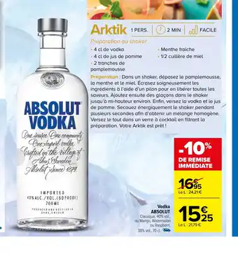 Carrefour Vodka ABSOLUT offre