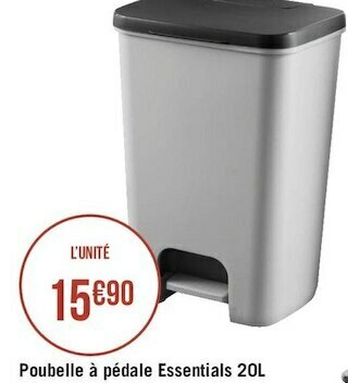 Home essentials poubelle à pédale 20l