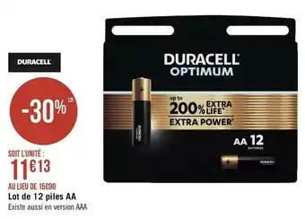Géant Casino Duracell lot de 12 piles aa offre