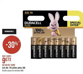 Géant Casino Duracell lot de 16 piles plus aa offre