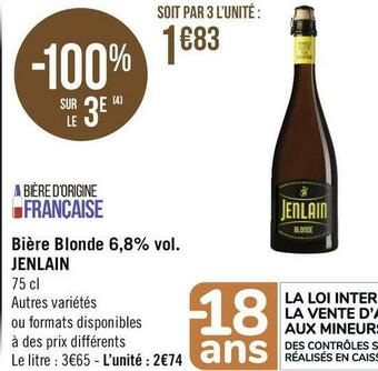 Jenlain bière blonde 6,8% vol.