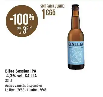 Géant Casino Gallia bière session ipa 4,3% vol. offre