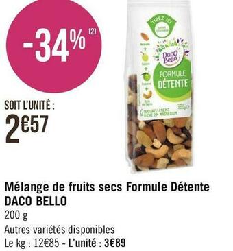 Géant Casino Daco bello mélange de fruits secs formule détente offre