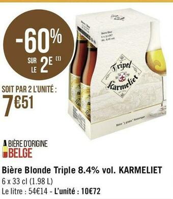Karmeliet bière blonde triple 8.4% vol.