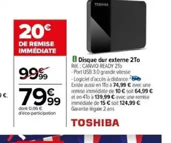 Carrefour Disque dur externe 2To offre